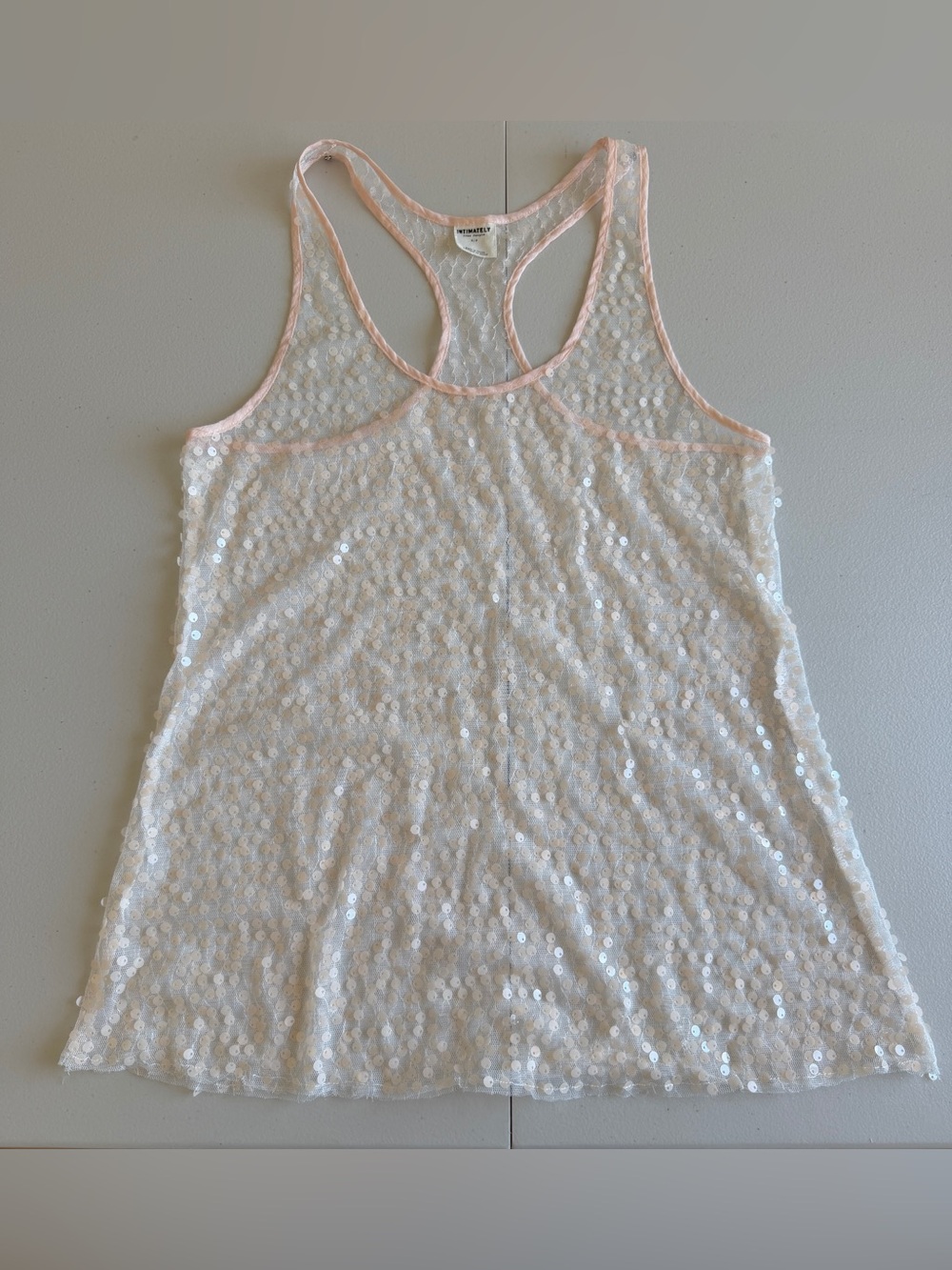 Y2K Intimately Free People Sequin Mesh Racerback Tank Top S/P